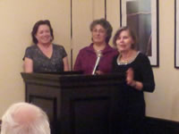 Jane Cleland & Linda Landrigan present the Black Orchid Novella Award to Susan Thibadeau for "The Discarded Spouse."