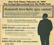 Mamouth Nero Wolfe Quiz Contest